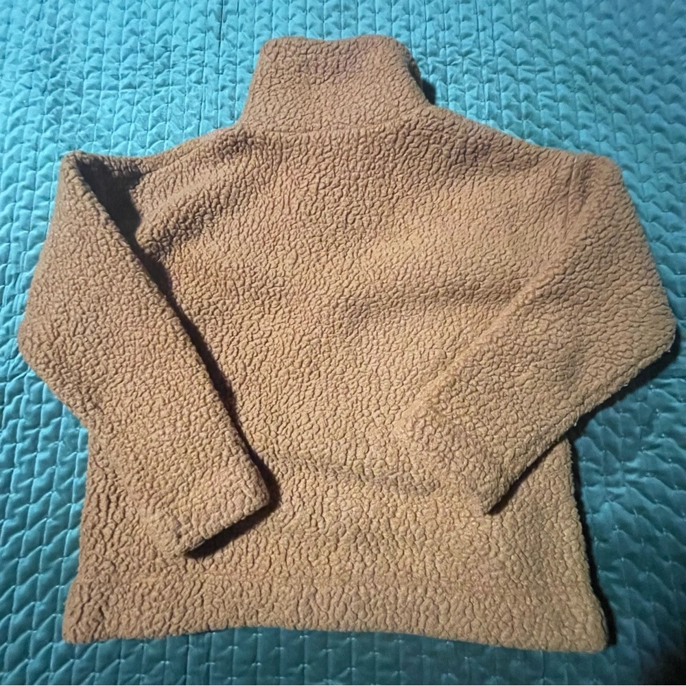 J. Crew vintage fleece tan pink pullover size small - Picture 7 of 8